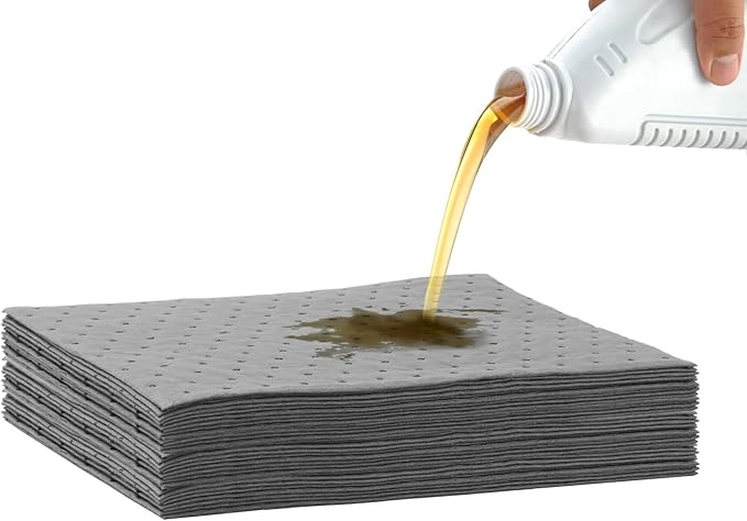 Oil Absorbent Pads Weight Dimpled Pad Garage Accessories Water Absorbent Mat Oil Spill Mat for Oil-Based & Water-Based Fluids Absorbing & Protecting Home Garage Basement (Gray,9.8'' x 13'') (30PCS)