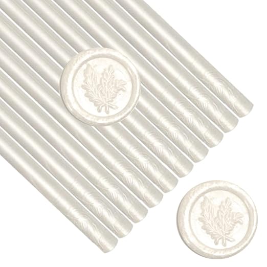 Pearl White Wax Sealing Sticks, ONWINPOR 10pcs Glue Gun Wax Seal Sticks for Waxseal Stamp, Easy Melting Waxsealsticks for 0.43'' Glue Gun (Pearl White)