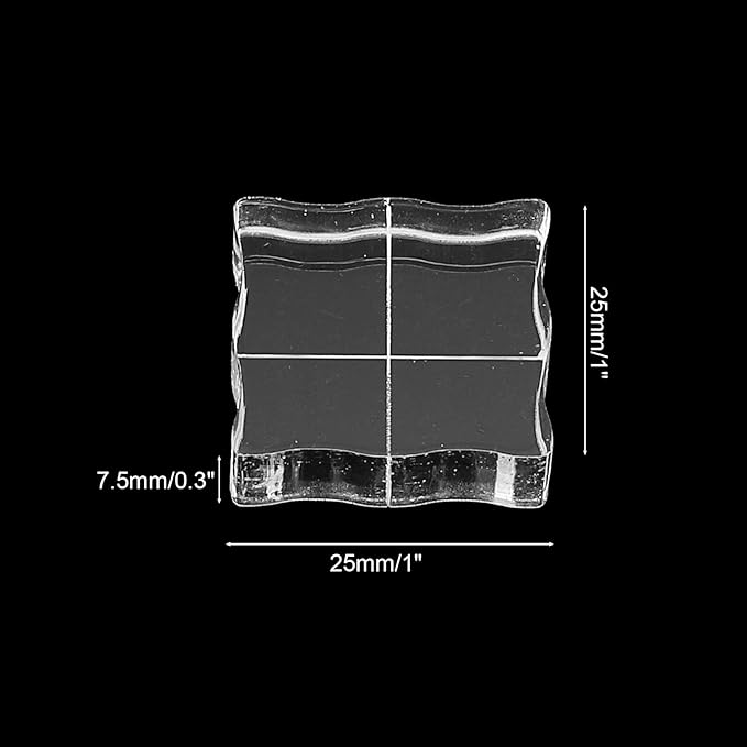PATIKIL 1"x1" Acrylic Stamp Block, 6Pcs Clear Stamping Block with Grid Lines Decorative Mounting Blocks Wave for Scrapbooking DIY Crafts Card Making