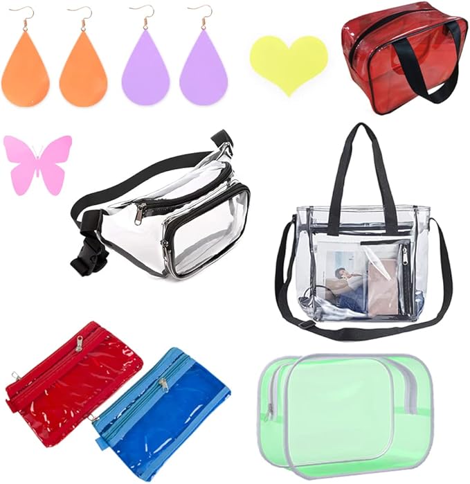 HYANG Blue Transparent PVC Super Clear Holographic Vinyl Faux Leather Sheets 1 Roll 12" x 47" (30cm x 120cm) for DIY Bows Earrings Bags DIY Crafts Making