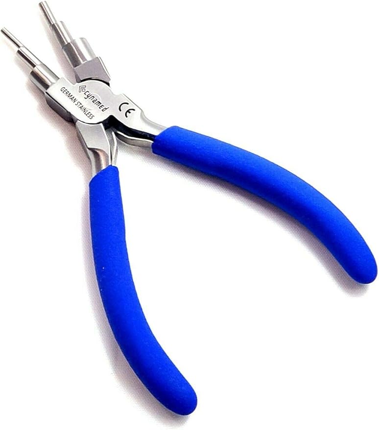 Cynamed German Stainless- 6 in 1 Bail Making Pliers Wire Looping Forming Pliers with Non-Slip Comfort Grip Handle for 2mm to 9mm Loops and Jump Rings-Heavy Duty