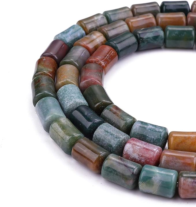 Natural Indian Agate Cylinder Stone Loose Semi Gemstone Beads for Jewelry Making 10mmx14mm 38cm