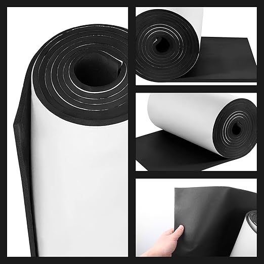 Adhesive Foam Padding Roll Closed Cell Sponge Neoprene Insulation Board Foam Sheet Pad with Sticky Back for Anti Vibration, Anti-Slip, DIY Crafts, Gaskets, Cosplay, Costume (12x59x1/16 inch)