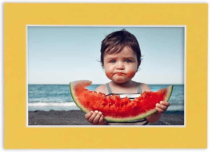 Poster Palooza 8.5x11 Mat Bevel Cut for 7x9 Photos - Acid Free Chamois Yellow Precut Matboard - For Pictures, Photos, Framing - 4-ply Thickness