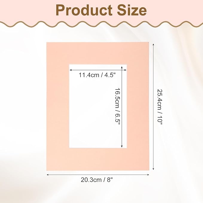 Picture Mats, 8 x 10 for 5 x 7 Pictures Acid Free White Core Bevel Cut Frame Mattes for Display Art Measuring, Lotus Root