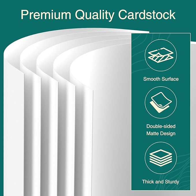 Cardstock 5 x 7 Inch 110 Sheets 190 gsm Heavyweight Card Stock Paper White Cardstock Printer Paper Perfect for Wedding Invitations, DIY Cards, Postcards, Photos, Art and Crafts