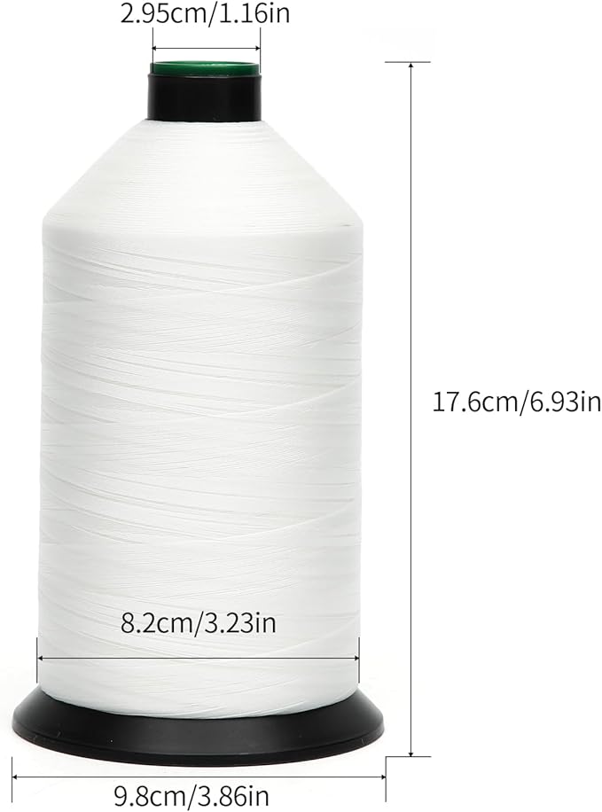 Extra Strong Bonded Nylon Thread #92 Tex90 – 16 OZ, 4200yds, Versatile Stitching Solution for Leather, Upholstery, Canvas Repair and More (White)