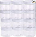 SATINIOR 12 Pack 6 oz Plastic Container Jars with Lids Round Clear Travel Cosmetic Container Jars for Toiletries, Lotion, Cream, Ointments, Makeup, Rhinestone, Samples, Kitchen Storage(White)