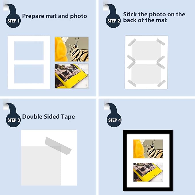 Mat Board Center, Pack of 10, Photo Picture Mats - Acid Free, 4-ply Thickness, White Core - for Pictures, Photos, Framing (8x10 for 2-4x6 White)