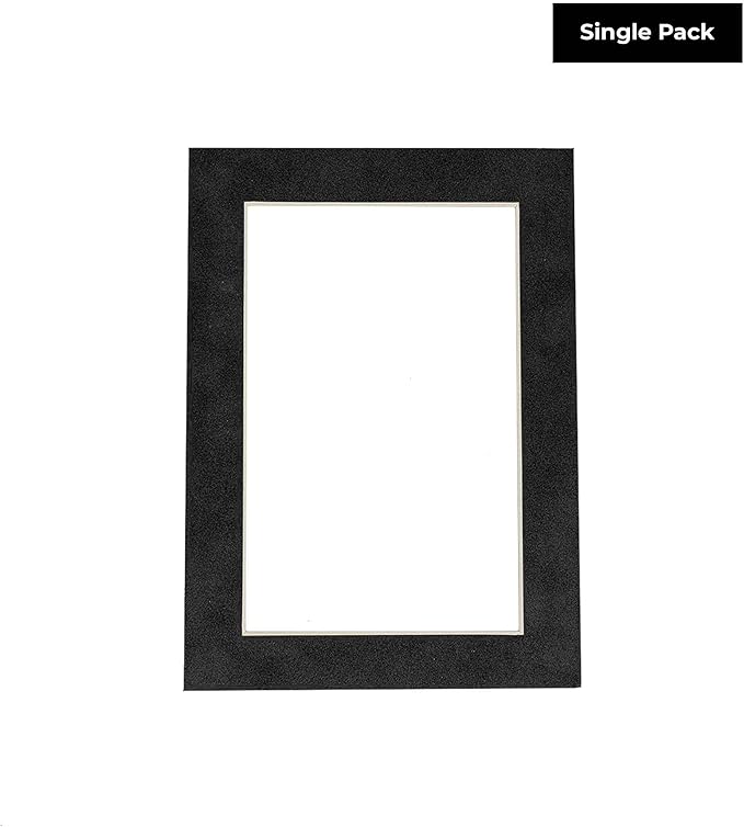 Poster Palooza 8.5x11 Mat Bevel Cut for 7x9 Photos - Acid Free Dark Grey Suede Precut Matboard - For Pictures, Photos, Framing - 4-ply Thickness