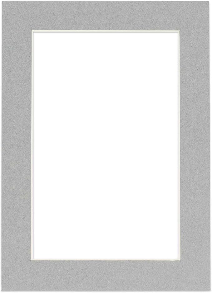 Pack of 25 Acid Free 8.5x11 Mats Bevel Cut for 7x9 Photos - Mid Grey Precut Matboards for Pictures, Photos, Framing - 4-ply Thickness