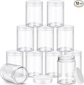 SATINIOR 12 Pack Plastic Container Jars with Lids Round Clear Travel Cosmetic Container Jars for Toiletries, Lotion, Cream, Ointments, Makeup, Rhinestone, Samples, Kitchen Storage(10 oz,Clear)
