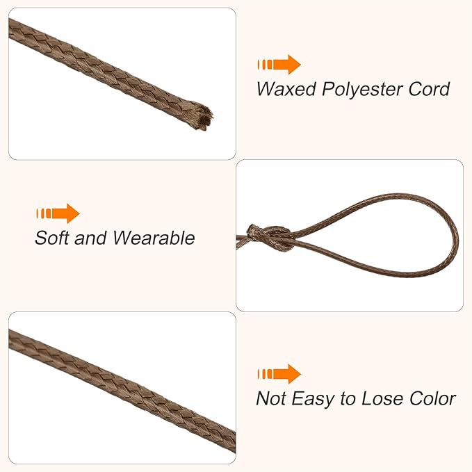 MECCANIXITY Waxed Cord 1mm Waxed Polyester Cord 175 Yard Wax String for Bracelet Making,Necklaces, Beading,Jewelry Making and DIY Crafts(Brown), 0.04 inch-Dia