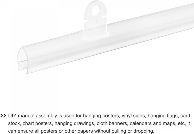 MECCANIXITY PVC Poster Hanger Rail Poster Strip Bar 80cm/31inch Clear with Clips for Poster, Map, 4 Set