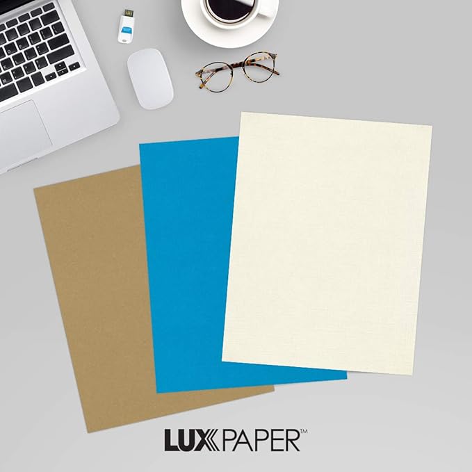 LUXPaper 8.5" x 11" Paper | Letter Size | Natural Linen | 32lb Paper Weight (80lb. Text) | 50 Qty