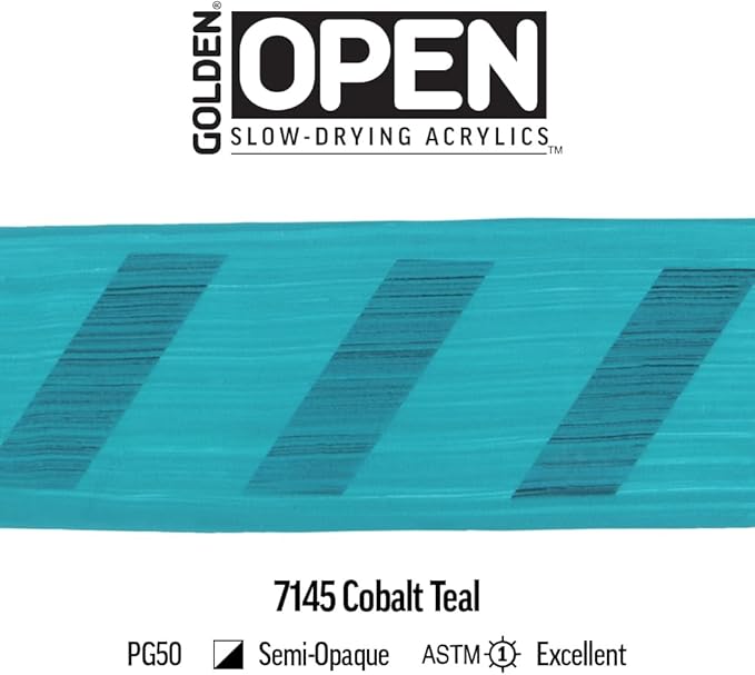 OPEN Slow-Drying Acrylics by GOLDEN, Cobalt Teal, 5 fl oz. tube, Professional Acrylic Paint, Semi-Opaque