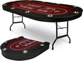Upgrade 91'' Foldable Poker Table for 10 Players - Large Casino Table with Stainless Steel Cup Holders & Padded Rails - Texas Holdem Board Game Table - Perfect for Texas Casino Leisure Game