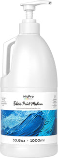 Nicpro Professional Effects Fabric Medium, 33.8oz Bottle with Pump, Fabric Painting Acrylic Fluid Medium, Improves Acrylic Paint Adhesion to Fabrics, Textiles for DIY Clothing, T-shirts, Shoes Jeans Bags