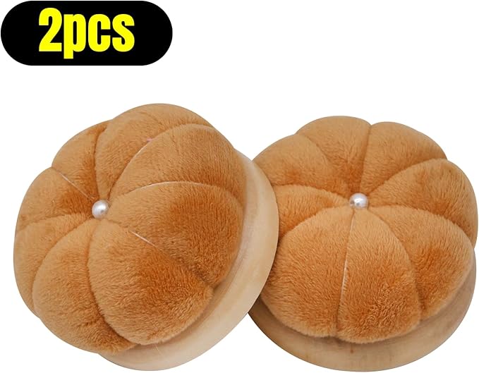 Uxney Pin Cushion,Wooden Sewing Pin Cushion Pincushion Needle Cushion for Sewing Quilting Needlework DIY Crafts(Brown,2 PCS)