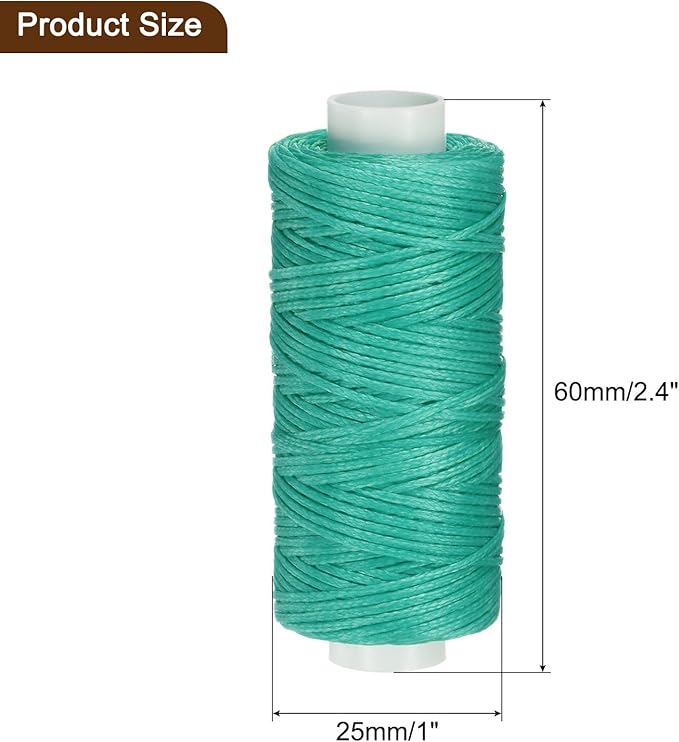 uxcell Leather Sewing Waxed Thread, 55 Yards / 50m 0.8mm 150D Flat Polyester All-Purpose Threads for Leather Crafts, Bookbinding, Turquoise