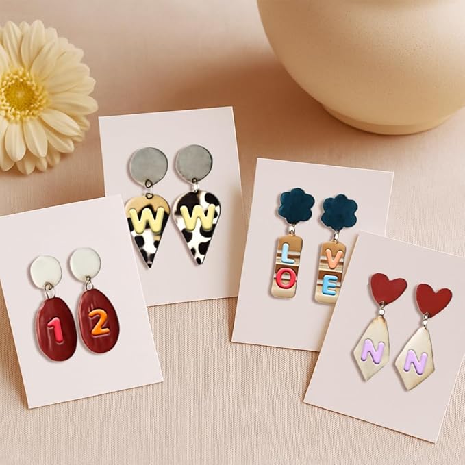 26pcs Alphabet Shape and 10pcs 0-9 Number Clay Cutters, Polymer Clay Cutting Tools for Earrings Jewelry Making, Clay Jewelry Making Kit, Letter Cookie Cutters