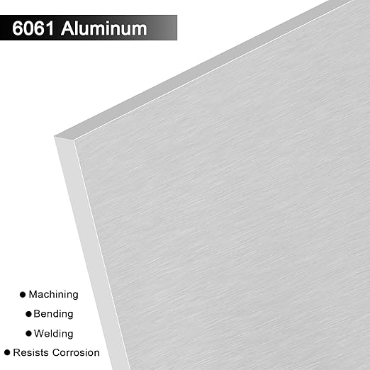 6061 T651 Aluminum Sheet Metal 6 x 12 x 1/4 Inch Flat Plain Aluminum Plate Covered with Protective Film, Heat Treatable Rectangle 6MM Thick Aluminum Metal Plate for Industrial