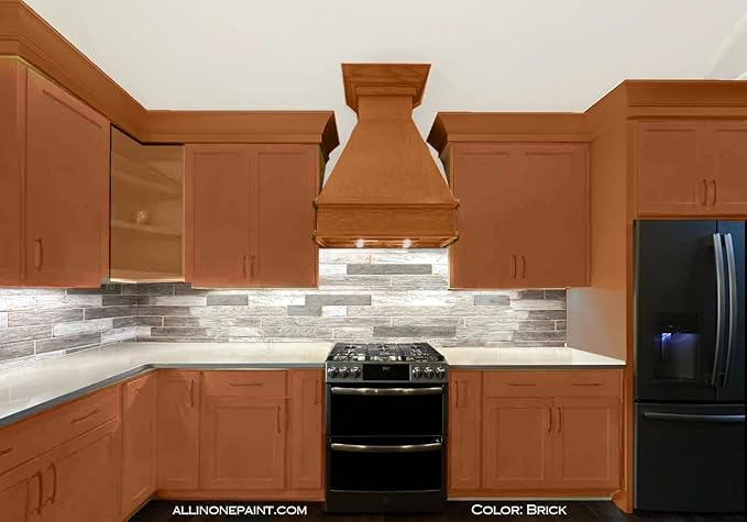 ALL-IN-ONE Paint, Durable cabinet and furniture paint. Built in primer and top coat, no sanding needed. Includes our 30 featured color card - Brick (burnt cinnamon), 8oz Sample