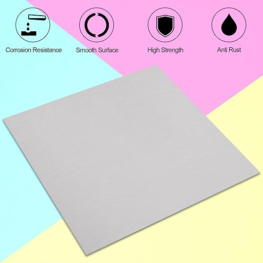 430 Stainless Steel Sheet Metal 12" x 12" x 1/32" Inch Metal Plates for Magnetic Mount Board Wall 20GA(0.80MM) 430 Stainless Steel Shim Stock Plates Metal Sheets for Crafting, Kitchen DIY, Office