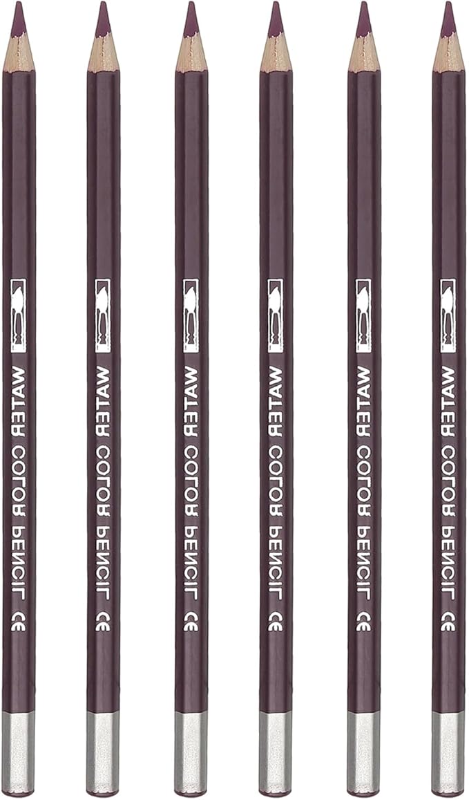 PATIKIL Watercolor Pencil, 6Pcs Water Soluble Pencils for Blending, Coloring, Sketch Drawing, Painting, Purple Red