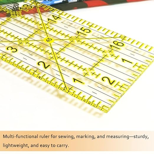 Quilting Rulers, Sewing Ruler, Acrylic Ruler for Sewing and Quilting,Cutting Ruler with Non-Slip Rings (3"x17",1.5"x17",3"x12",1.5"x10",1"x6") (Yellow)