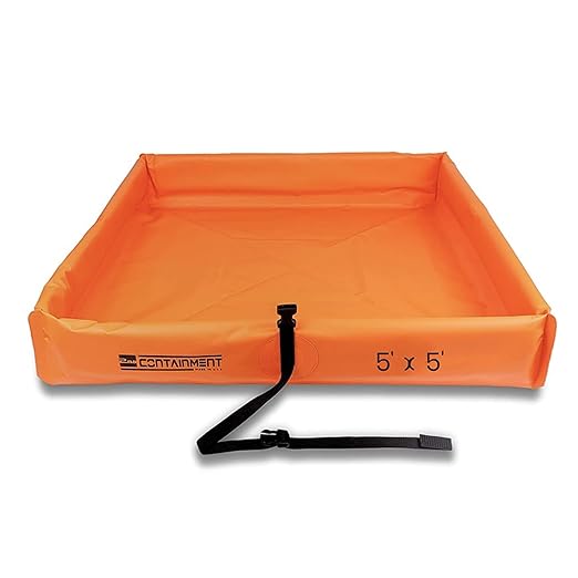 5 ft x 5 ft - 2nd Containment Spill Containment Berm - PVC Orange Made in U.S.A.