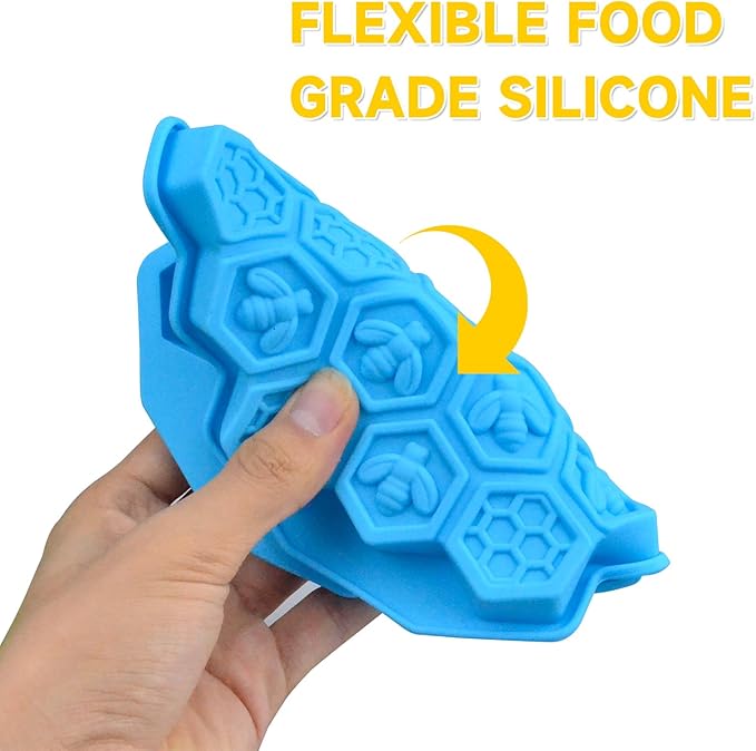 3Pcs Honeycomb Bees Silicone Molds, XJMWXHFC 19 Cavities Chocolate Molds, Food Grade Silicone Baking Molds, Non-Stick Cake Mold for Chocolate, Candy, Jelly, Ice Cube, Mini Cakes (Pink, Green, Blue)