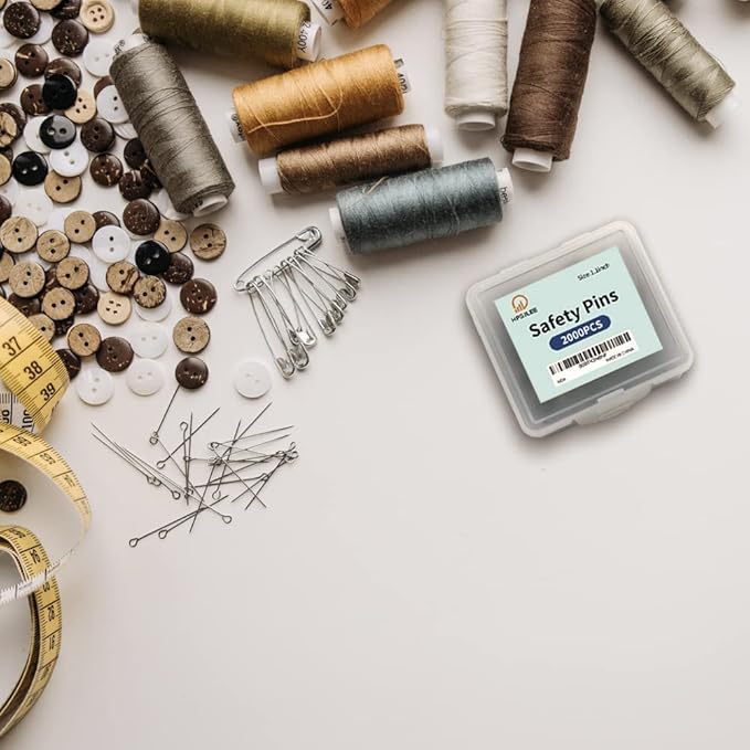 1000 Pcs Assorted Safety Pins, 1.1 Inch Rust-Resistant Steel Wire Silver Sewing Pins for Clothes & Crafts Use