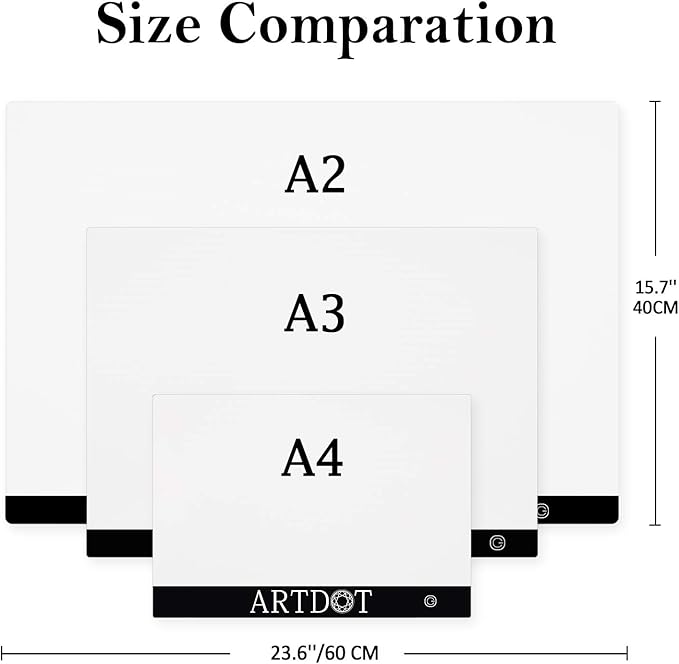 ARTDOT A2 LED Light Pad for Diamond Painting USB Powered Light Board Kit, Adjustable Brightness with 12 Angles Stand and Clips