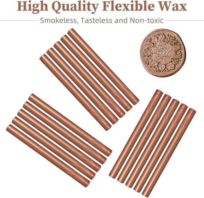 Wax Seal Sticks, Afobby 15 Pieces Glue Gun Sealing Wax Sticks for Wax Seal Stamp, Red Copper Wax Sealing Sticks for Wedding Invitations, Cards, Envelopes