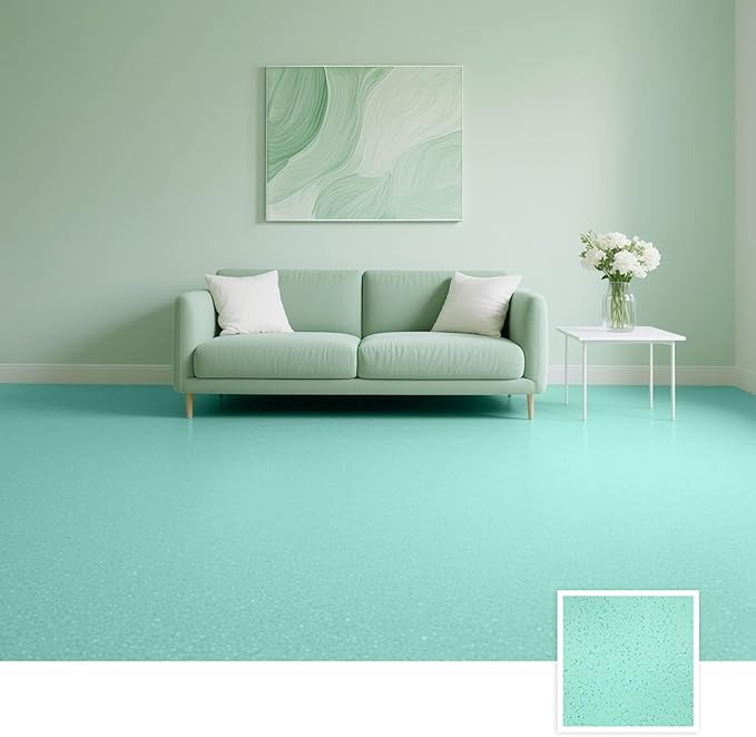 Epoxy Colored Sand Floor Paint, Epoxy Floor Paint High Gloss Marble Effect Coating for Indoor and Outdoor, Wear-resistant and non-slip Self-leveling Coating Green 105OZ(3KG)