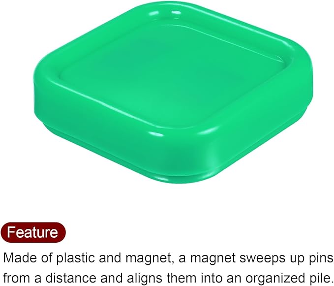 HARFINGTON Magnetic Pin Cushion Square Plastic Magnetic Sewing Pin Holder Storage Case Needle Cushion Tool for Sewing Projects, Green