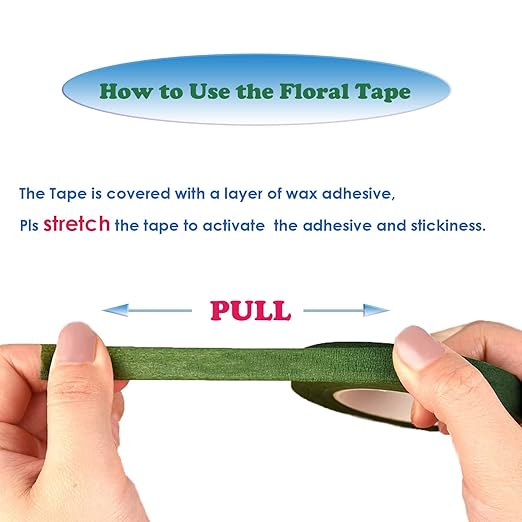 4 Rolls Floral Tape 1/2" Wide 30 Yards/Roll Floral Tapes for Bouquet Stem Wrap and Flowers Making Craft Projects (Green)