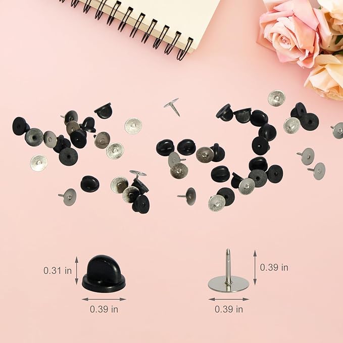 40 Pairs Rubber Pin Backs, 9mm×10mm Butterfly Clutch Backings, Craft Making Blank Pins Holder & Tie Tacks Keepers for Lapel Enamel Pins (40)