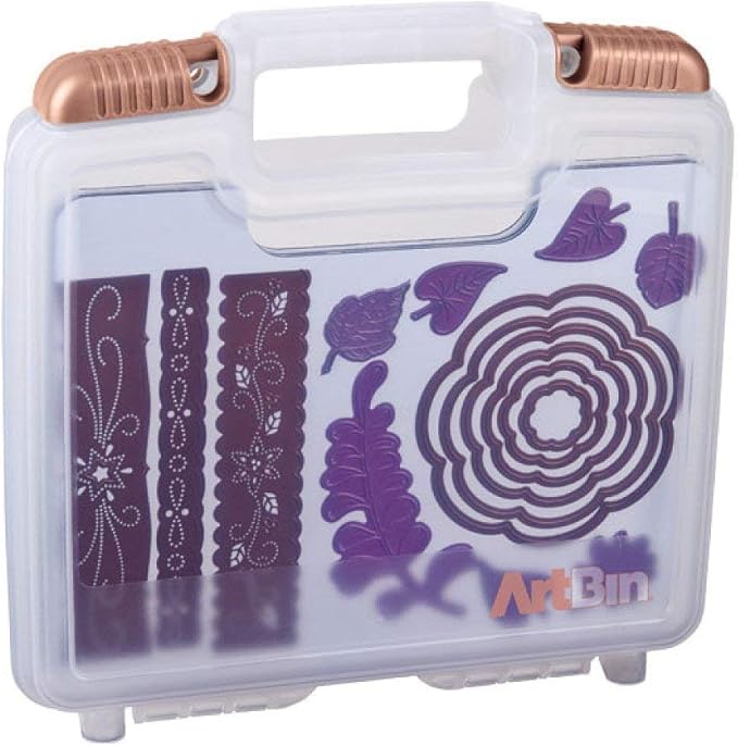 ArtBin 6978AB Magnetic Die Storage Case with 3 Magnetic Die Sheets, Portable Paper Craft & Die Organizer with Handle, Translucent