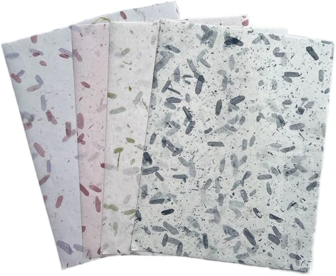 50 Sheets A4 Thin Natural Leaves Rice Straw Mulberry Paper Sheets Art Tissue Washi Paper Design Craft Art Origami Suppliers Card Making Writing (Natural leaves,Onion,etc,, A4)