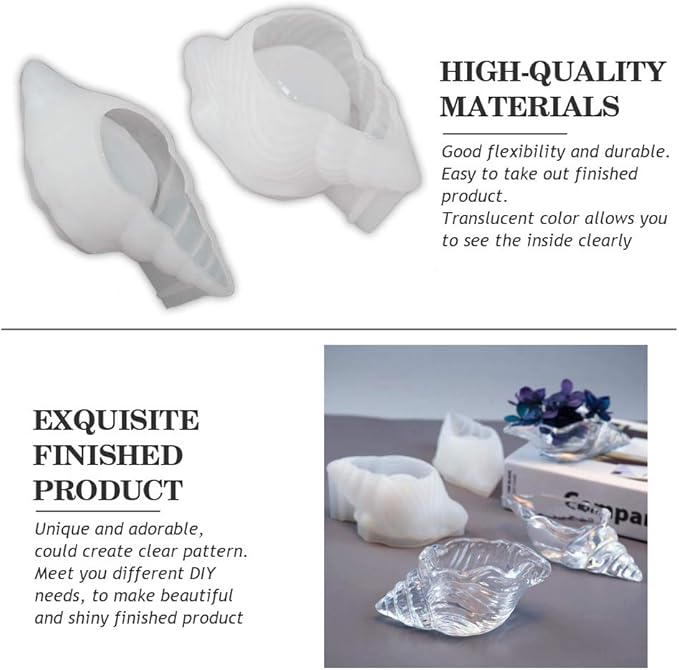 2PCS Silicone Conch Shaped Tray Mold Creative Sea Snail Epoxy Resin Casting Mold for Making Jewelry Tray Dishes Storage Home Decor Resin Crafts Art Supplies Ideal Gift