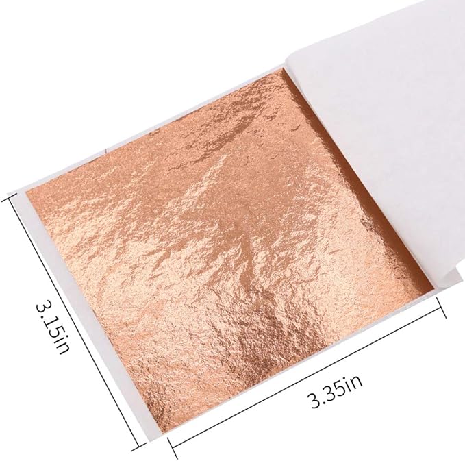 KINNO Imitation Gold Foil Sheets - Rose Gold Leaf Paper Multipurpose for Nails, Handcrafts, Picture Frames, Arts Decoration, Sculpture, Wall, Line, and Furniture, 100 Sheets 3.15 by 3.35 Inches