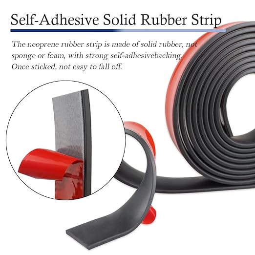 Neoprene Rubber Strips Self Adhesive Solid Rubber Sheets, Rolls & Strips for DIY Gaskets Crafts Pads Seals Warehouse Flooring Neoprene Sheet with Adhesive Backing (2" Wide x 1/16" Thick x 10' Long)