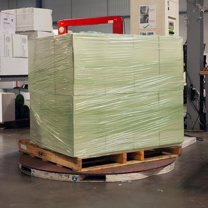 PSBM Green Stretch Wrap, 15 Inch x 1476 Feet, 144 Pack, Tinted Pre-Stretched Shrink Wrap Film for Moving, Packaging, Pallet Wrapping
