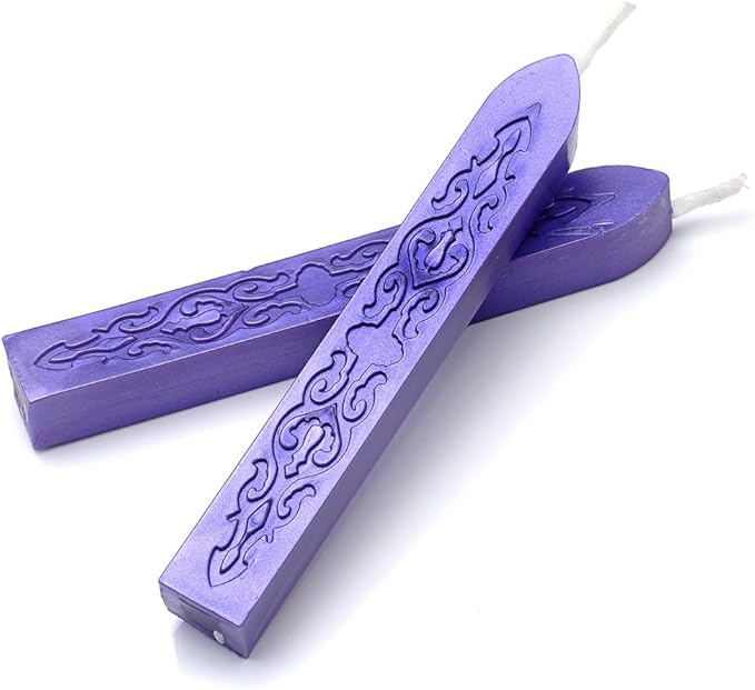 Yoption 5 Pcs Totem Fire Manuscript Sealing Seal Wax Sticks with Wicks Cord Wick Sealing Wax for Postage Letter Retro Vintage Wax Seal Stamp (Purple)