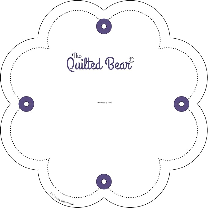 The Quilted Bear Flower Quilting Templates – 8 Clear Non-Slip Acrylic Quilt Templates for Precise Fabric Cutting & Stress-Free Machine Quilting - Ideal for Quilt & Sewing Supplies (¾–3")