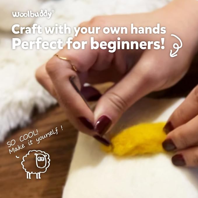Woolbuddy Needle Felting Kit for Beginners & Adults – DIY Sheep Animal Craft Kit – Complete Starter Set with Wool, Needles & Step-by-Step Instructions