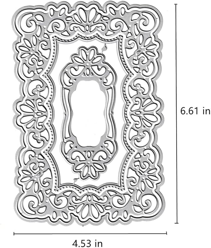 Lace Flowers Background Frame Cutting Dies, Lace Frame Die Cuts Metal Embossing Stencils Template Mould for Card Scrapbooking and DIY Craft Album Paper Card Decor
