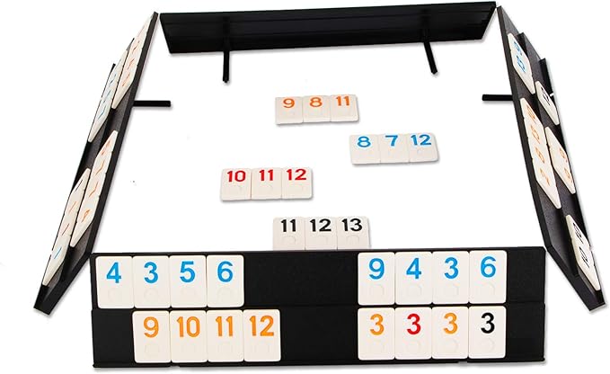 NOLIE 106 Tiles Rummy Cube Game Set with Aluminum Case and 4 Anti-Skid Durable Trays for 2-4 Players